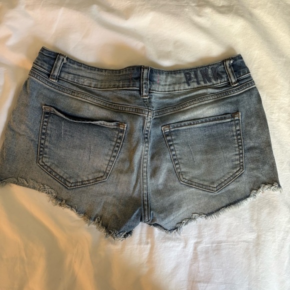 PINK Victoria's Secret Blue Jean Shorts Distressed Style - Picture 3 of 3